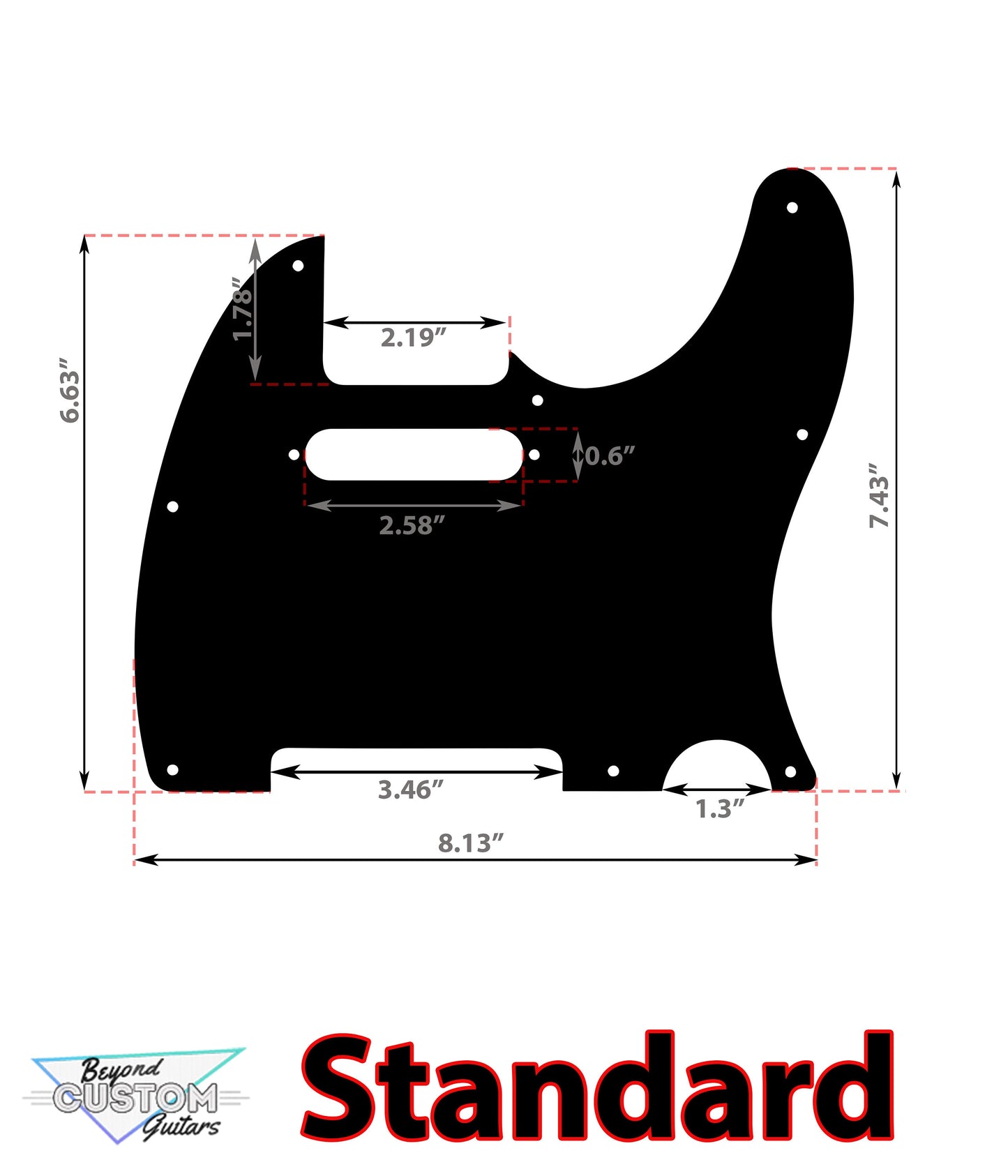 Black Distressed Checker Textured Pickguard - Fits Fender Telecaster - USA Made