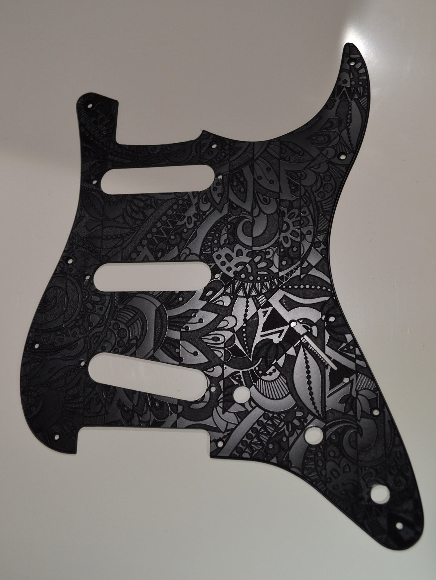 Custom Black Vintage Psychedelic Textured Pickguard Fits Fender Stratocaster - USA Made