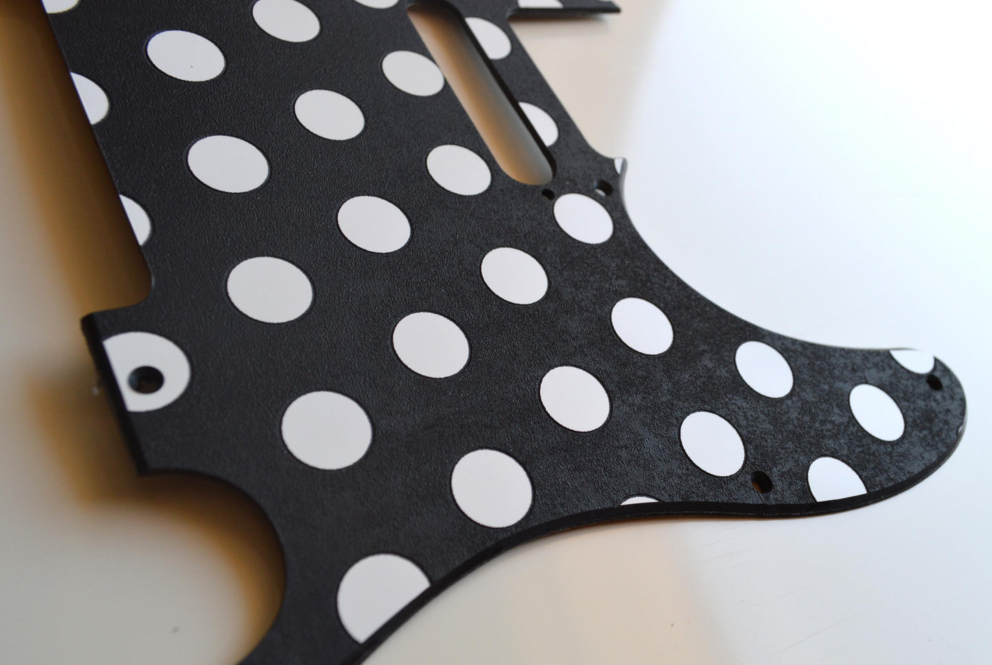 Custom Black and White Polka Dot Textured Pickguard - Fender Telecaster Parts