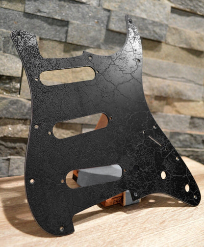 Custom Black Crackle Textured Pickguard - Fits Fender Stratocaster - USA Made