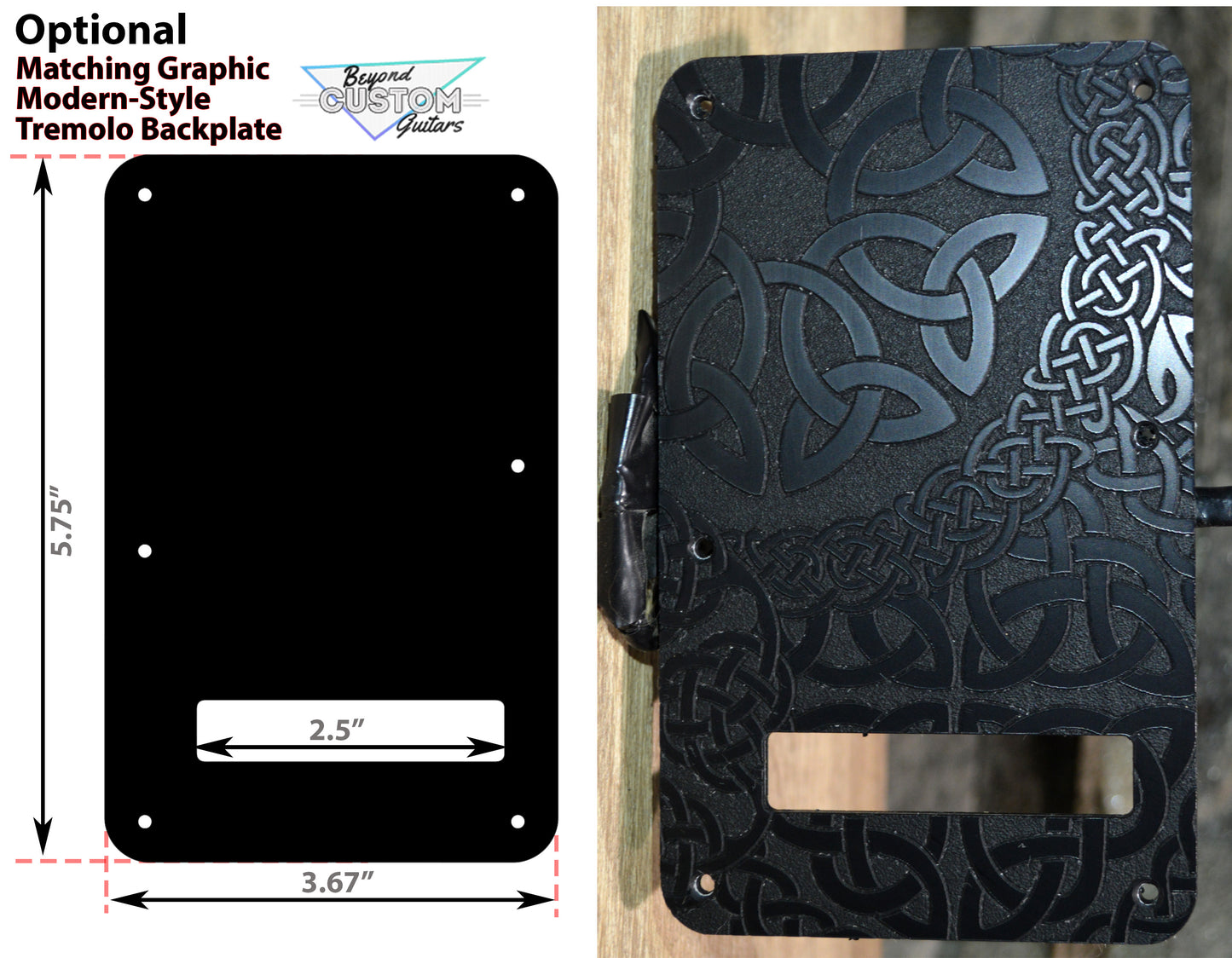 Custom Engraved Celtic Knot Acrylic Stratocaster Pickguard — 3‑Ply, 11‑Hole, SSS / HSS / HH Options