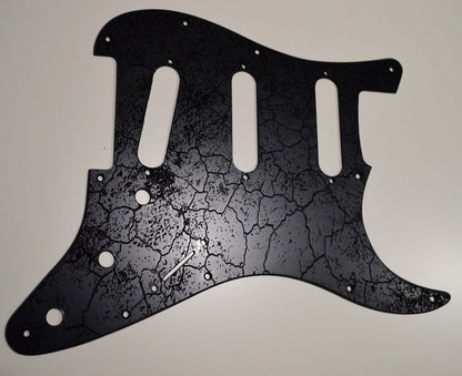 Custom Black Crackle Textured Pickguard - Fits Fender Stratocaster - USA Made