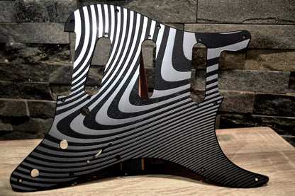 Faux Brushed Aluminum Illusionist 1 Pickguard - Fits Fender Stratocaster - USA Made