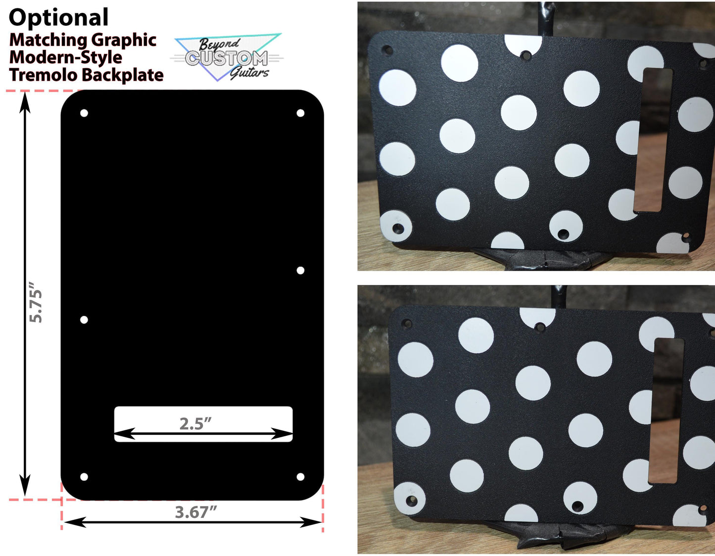 Custom Black and White Polka Dot Textured Pickguard - Fender Stratocaster Parts