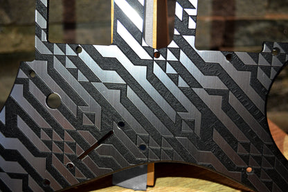 Custom Faux Brushed Metal Mosaic Pickguard IBANEZ JEM or RG550 Japan - Plastic