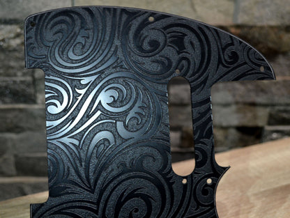 Black Spiral Textured Pickguard - Fits Fender Telecaster - USA Made