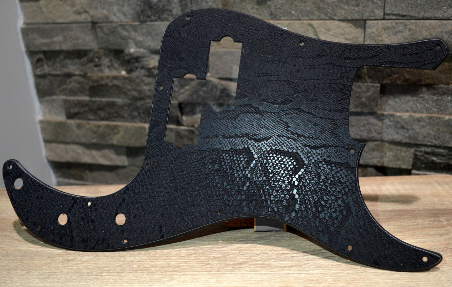 Custom Black Snakeskin Standard P Bass Pickguard Precision Bass 13 hole Fits Fender USA