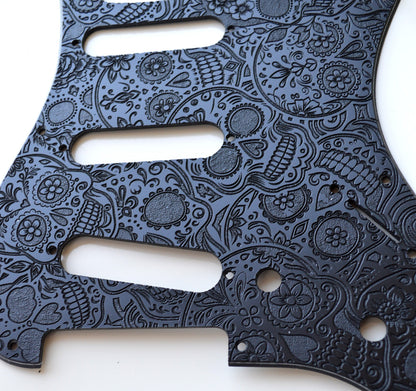 Black Sugar Skulls Textured Pickguard - Fender Stratocaster - USA