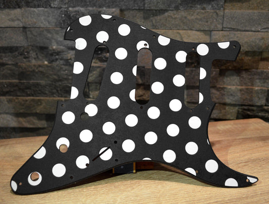 Custom Black and White Polka Dot Textured Pickguard - Fender Stratocaster Parts