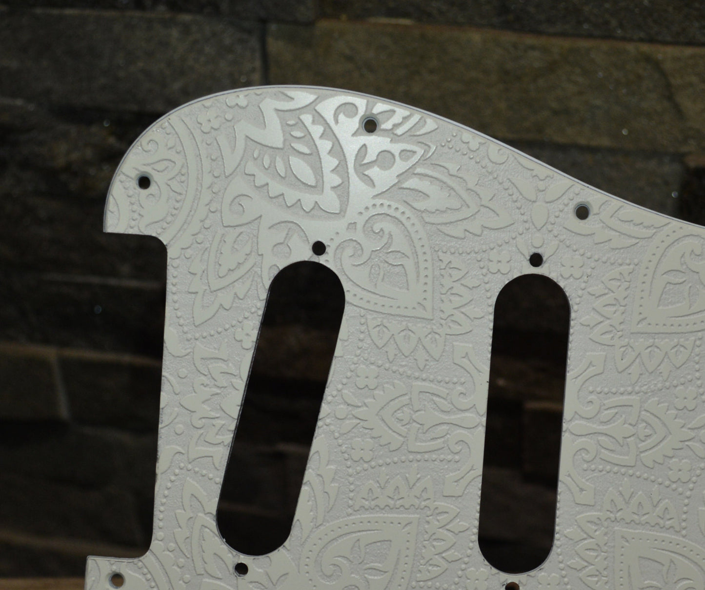 Custom White Paisley Print Pickguard - Fender Stratocaster -USA - SSS, HSS, HxH