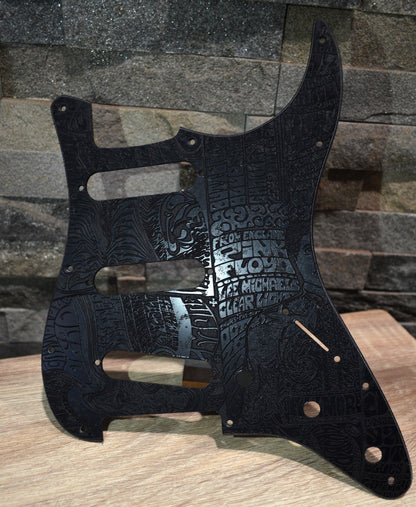 Black Fillmore 60's Art Textured Pickguard - Fender Stratocaster - USA