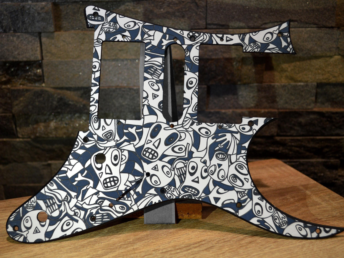 Custom Textured Blue 3 color Donnie Hunt Faces Pickguard IBANEZ JEM or RG550 Japan