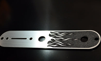 Faux Brushed Metal Flame Control Cover - Fender Telecaster-2 knob 3 way Plastic