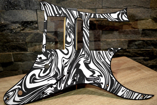 Custom Textured Black & White Swirl Pickguard IBANEZ JEM or RG550 Japan