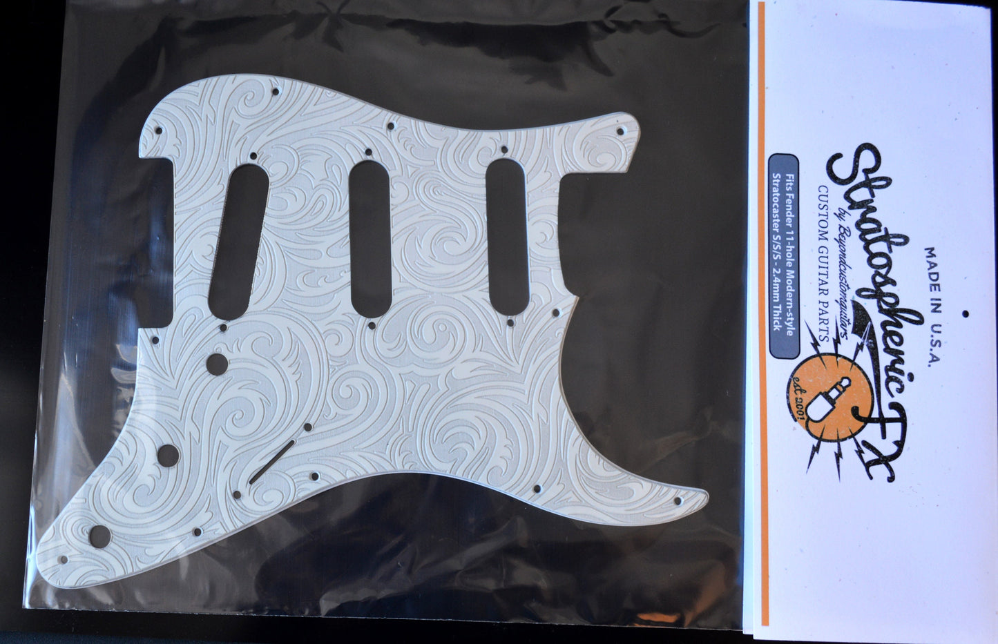 White Spiral Textured Pickguard - Fits Fender Stratocaster - USA Made