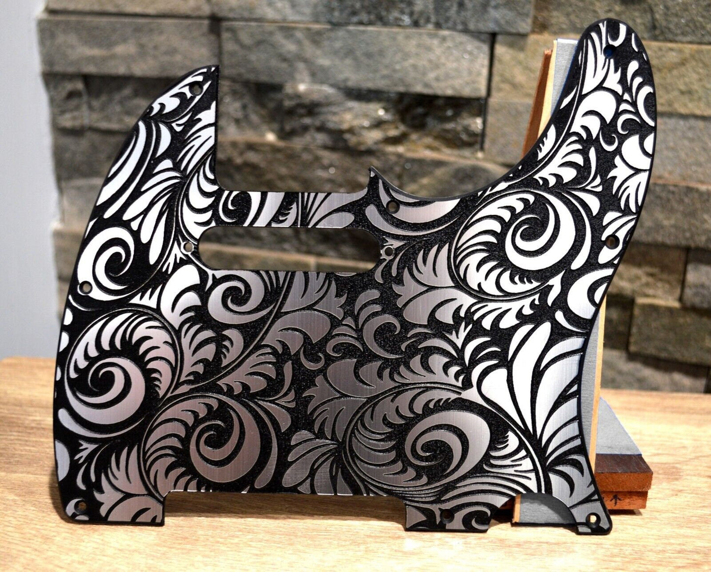 Custom Faux Brushed Aluminum Textured Pickguard - Fits Fender Telecaster - USA