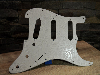 White Spiral Textured Pickguard - Fits Fender Stratocaster - USA Made