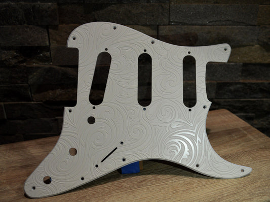 White Spiral Textured Pickguard - Fits Fender Stratocaster - USA Made