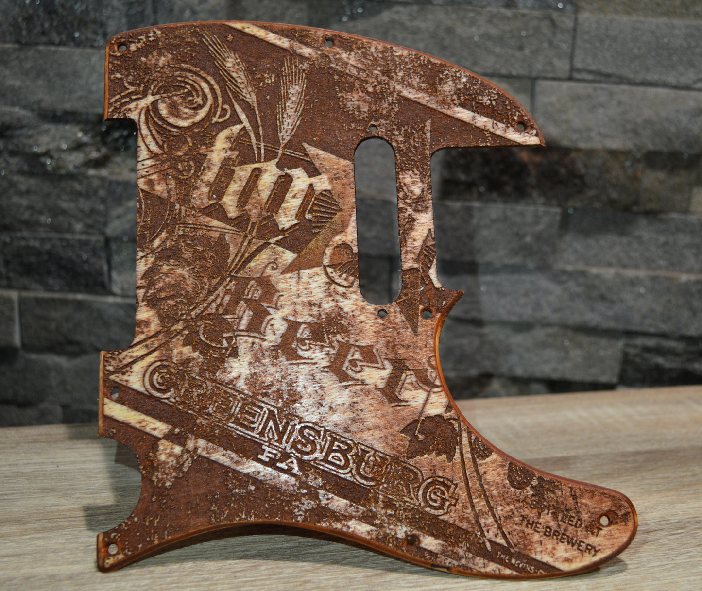 Custom Distressed Pickguard Vintage Star Brewing - Fits Fender Telecaster - USA Made