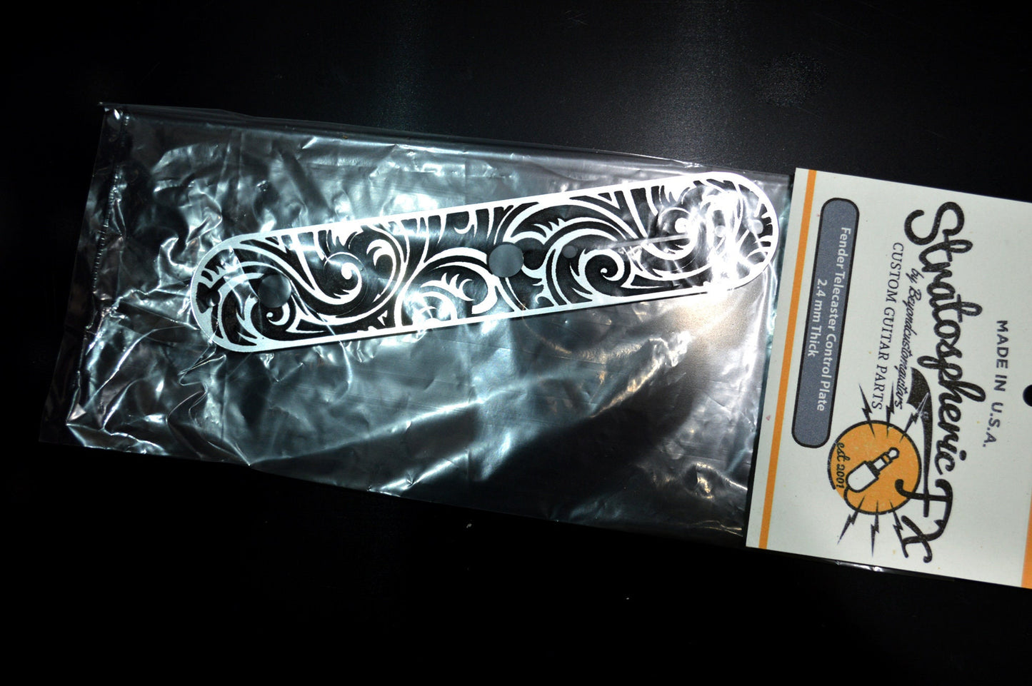 Faux Brushed Metal Spiral Control Cover - Fender Telecaster-2 knob 3 way Plastic