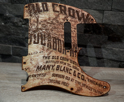 Custom Distressed Old Crow Bourbon Pickguard - Fits Fender Telecaster - USA Made
