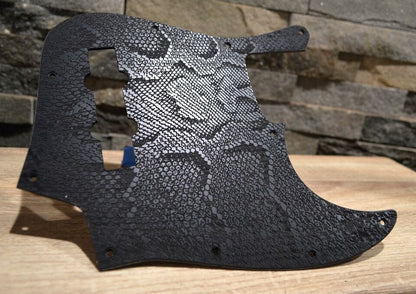 Custom Jazz Bass Pickguard J Bass Scratch Plate Black Snakeskin Fits Fender
