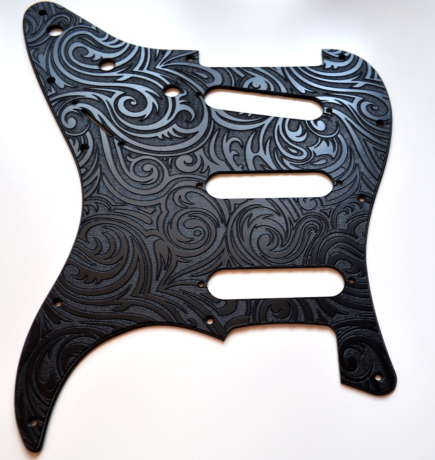 Black Spiral Textured Pickguard - Fits Fender Stratocaster - USA Made