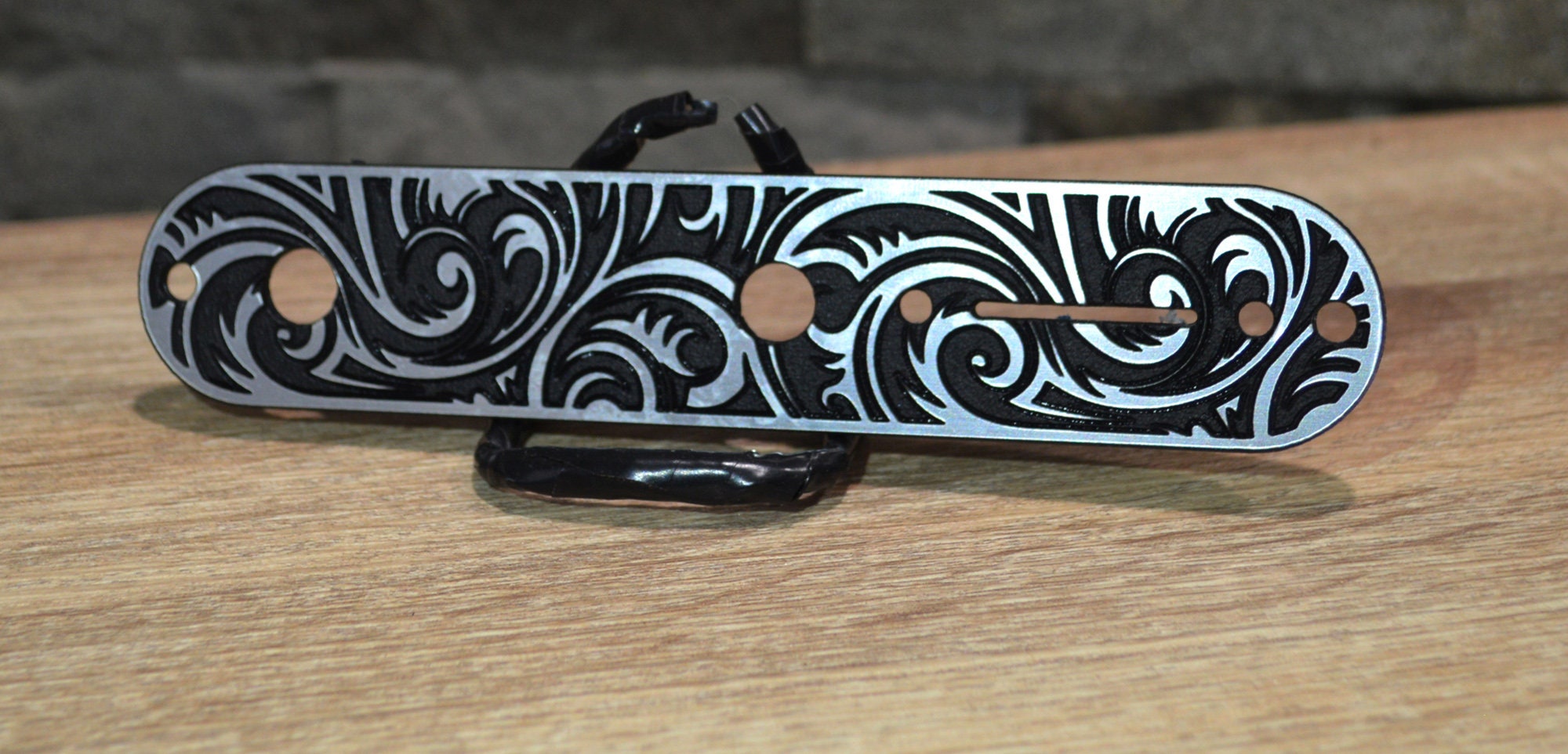 Faux Brushed Metal Spiral Control Cover - Fender Telecaster-2 knob 3 w ...