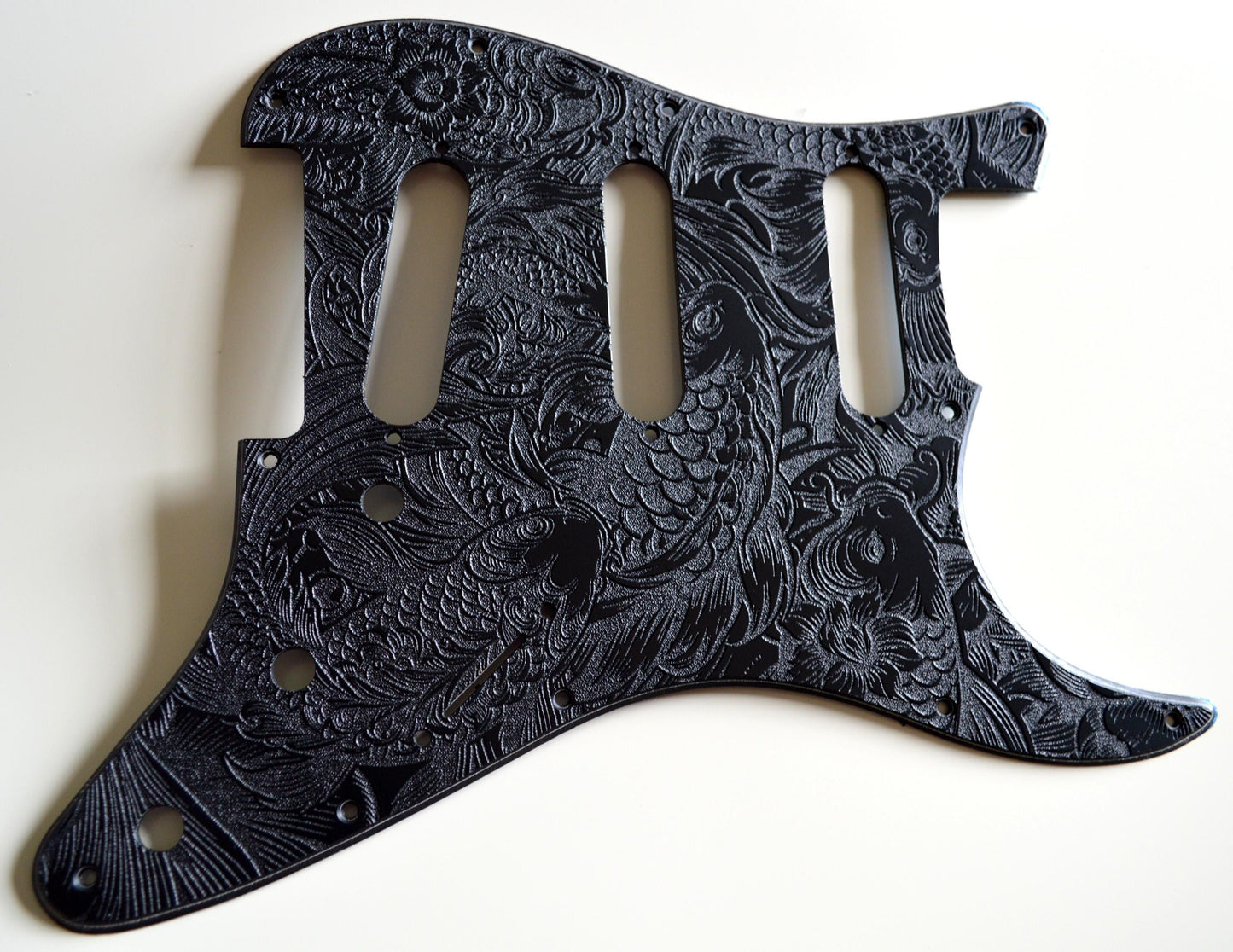 Custom Black Koi Textured Pickguard - Fits Fender Stratocaster - USA Made