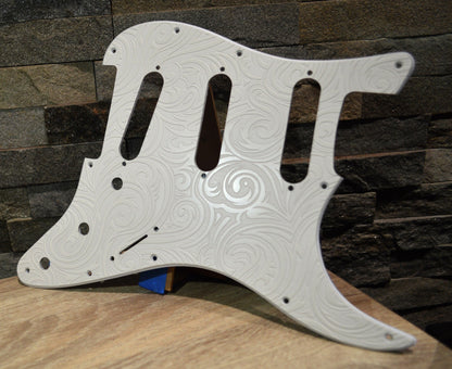 White Spiral Textured Pickguard - Fits Fender Stratocaster - USA Made