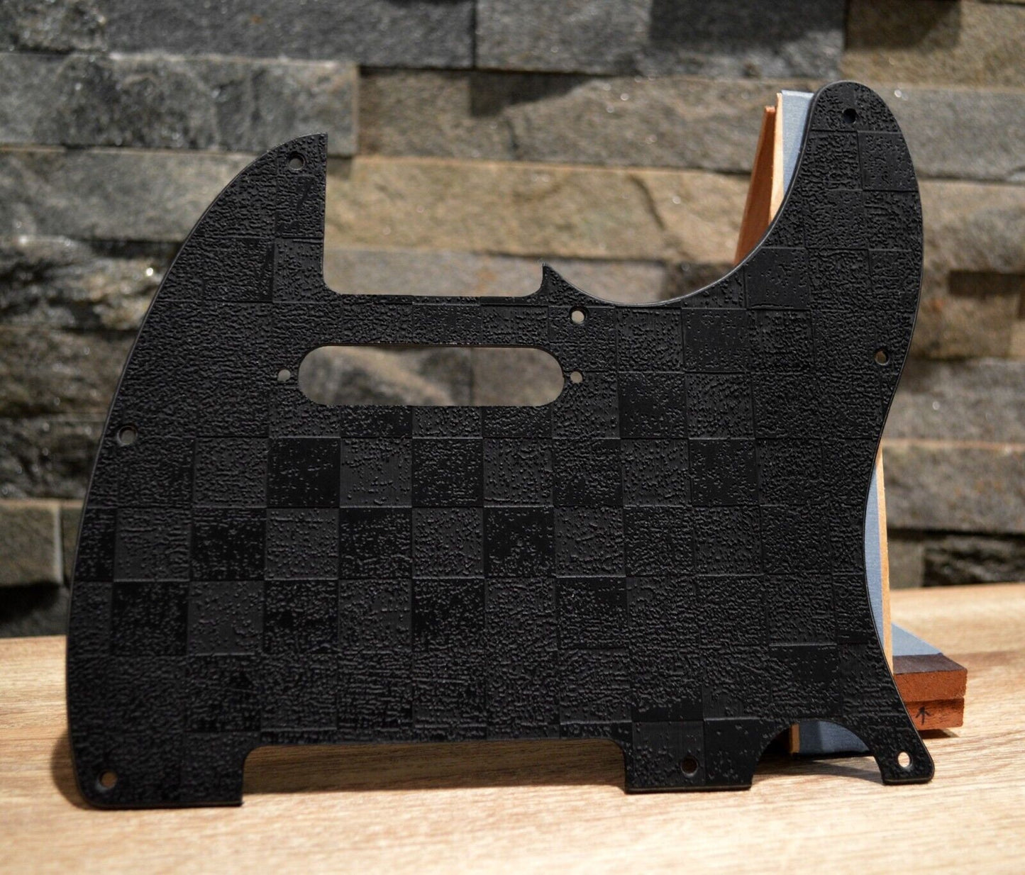 Black Distressed Checker Textured Pickguard - Fits Fender Telecaster - USA Made
