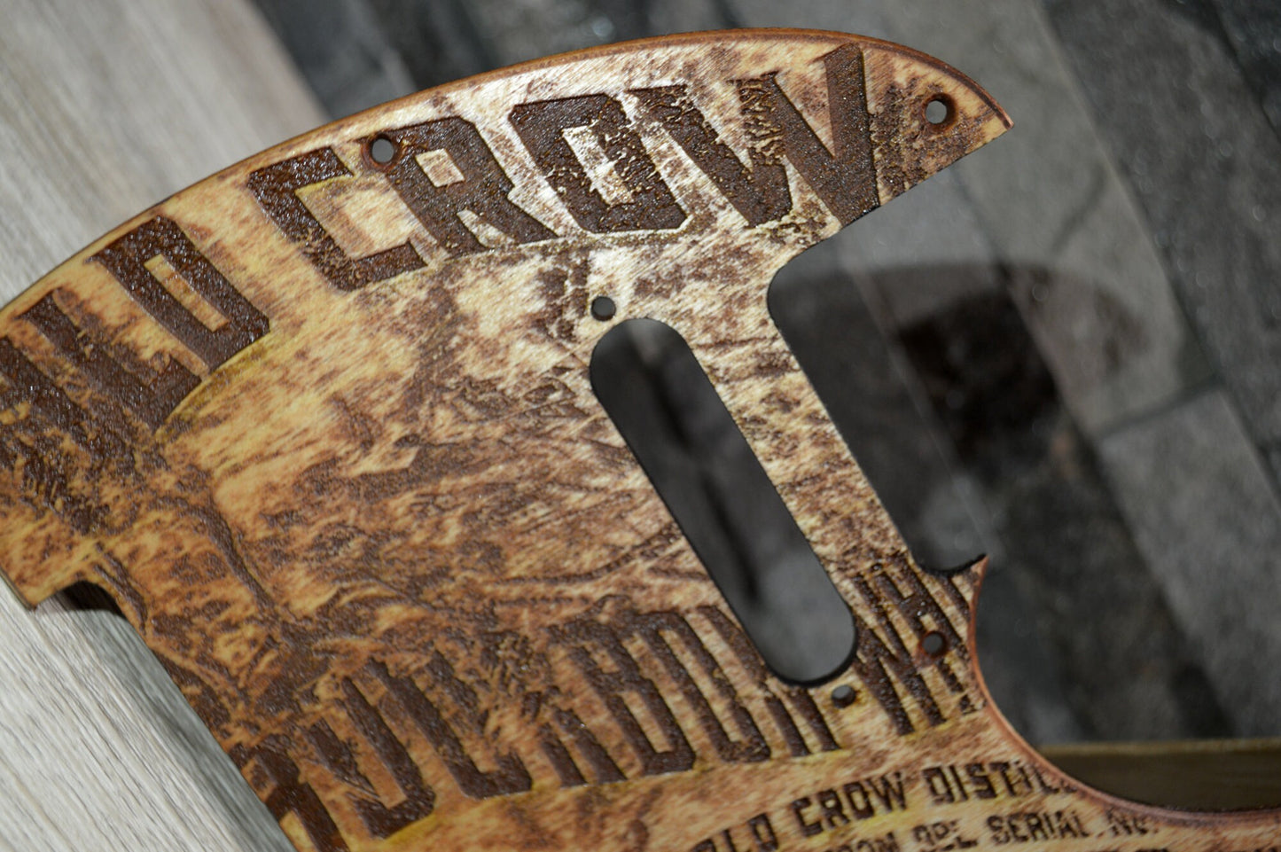 Custom Distressed Old Crow Bourbon Pickguard - Fits Fender Telecaster - USA Made