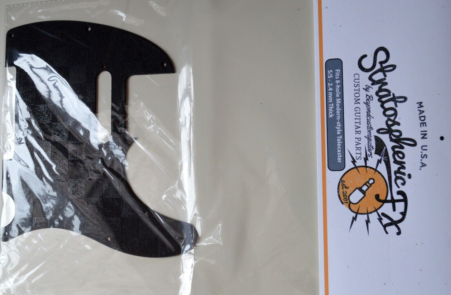 Black Distressed Checker Textured Pickguard - Fits Fender Telecaster - USA Made