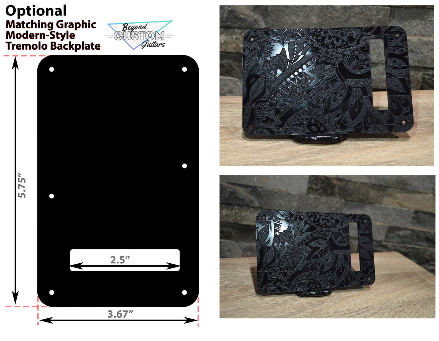 Custom Black Vintage Psychedelic Textured Pickguard Fits Fender Stratocaster - USA Made