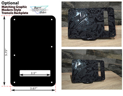 Custom Black Vintage Psychedelic Textured Pickguard Fits Fender Stratocaster - USA Made