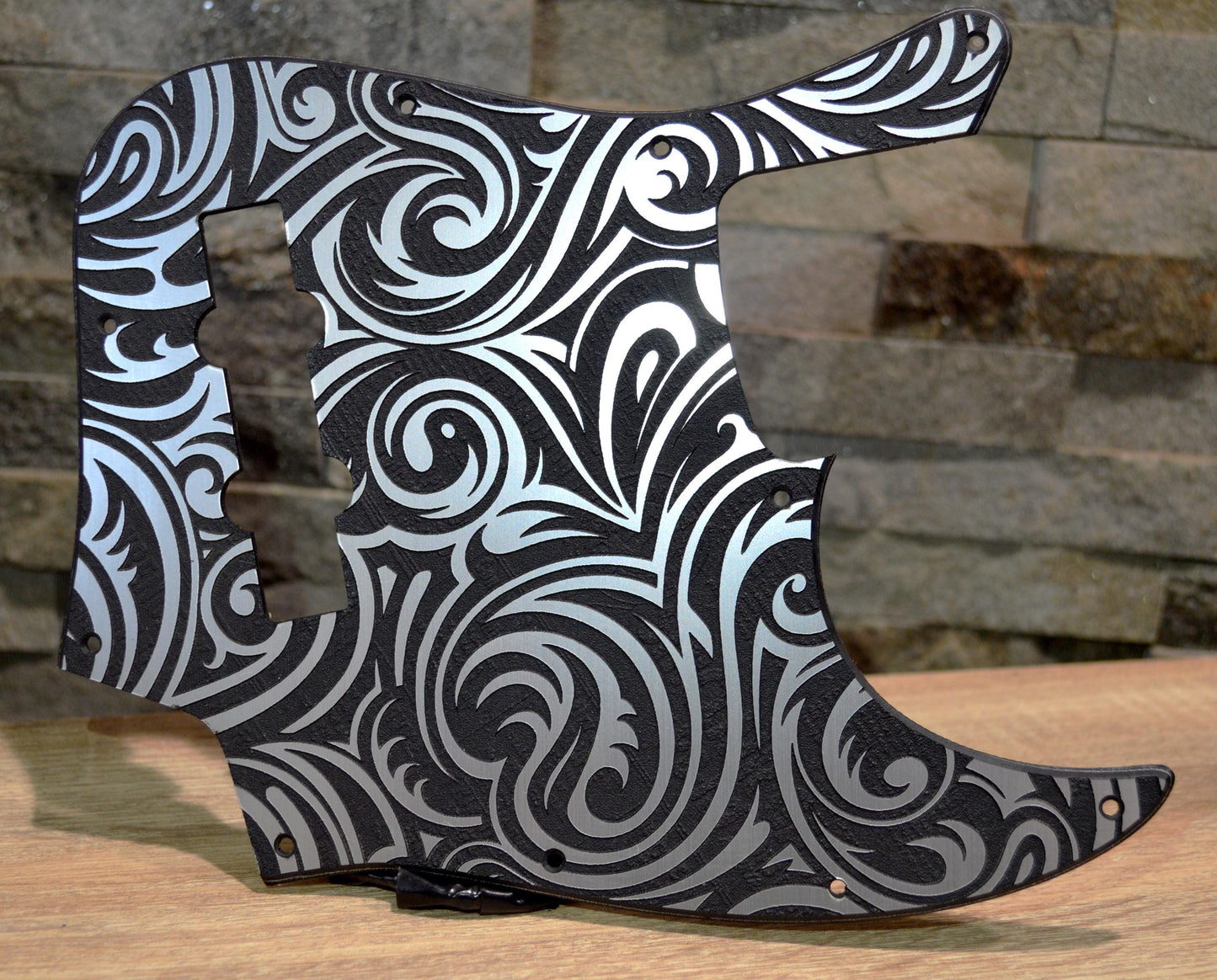 Faux Brushed Aluminum  Double Textured Swirl Jazz Bass Pickguard Fits Fender USA - Plastic