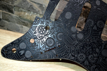 Black Sugar Skulls Textured Pickguard - Fender Stratocaster - USA