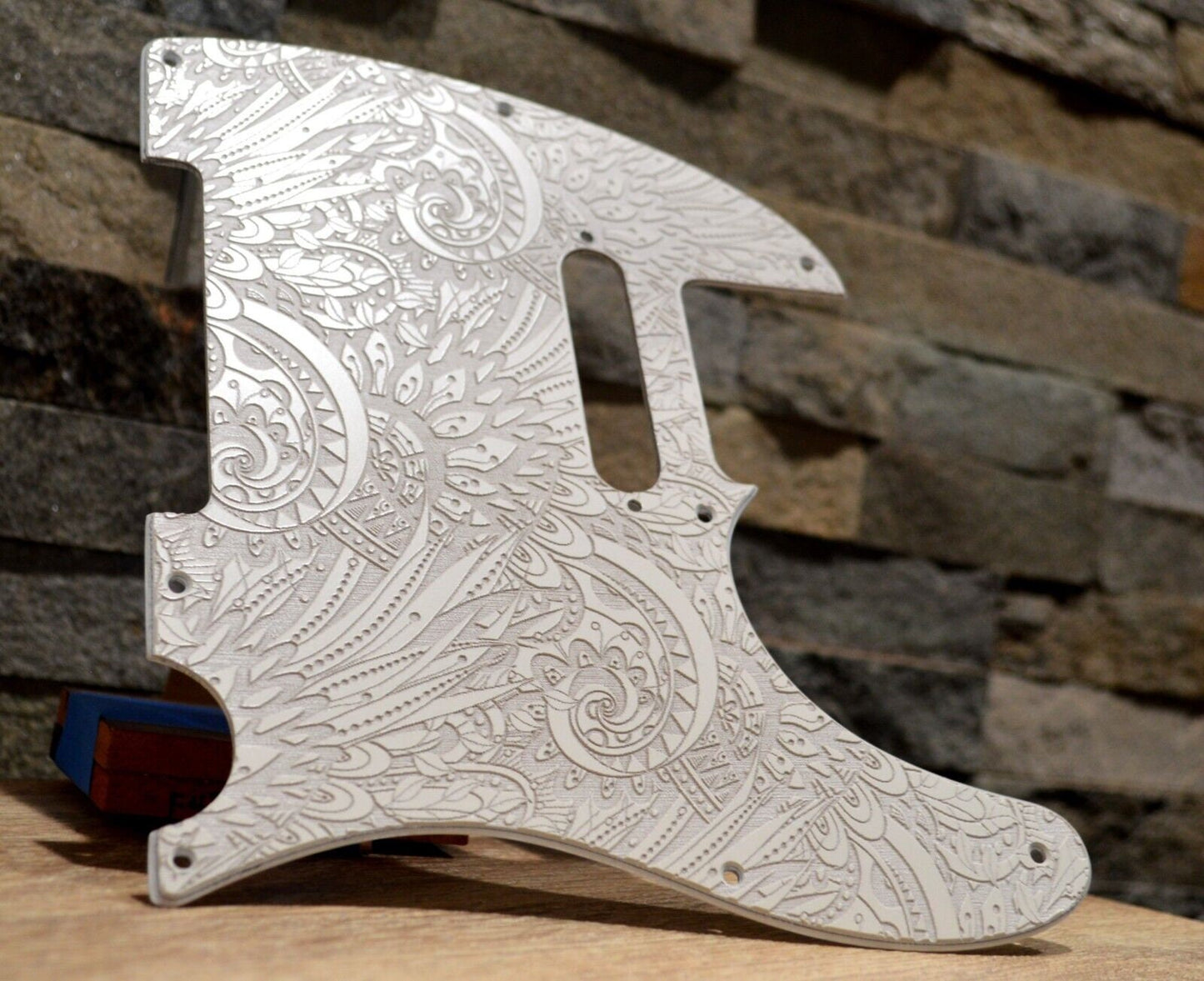 Custom Ash White Psychedelic Textured Pickguard - Fits Fender Telecaster - USA Made