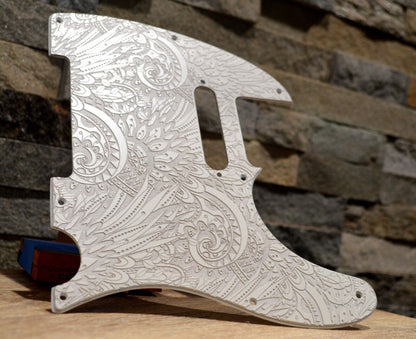 Custom Ash White Psychedelic Textured Pickguard - Fits Fender Telecaster - USA Made