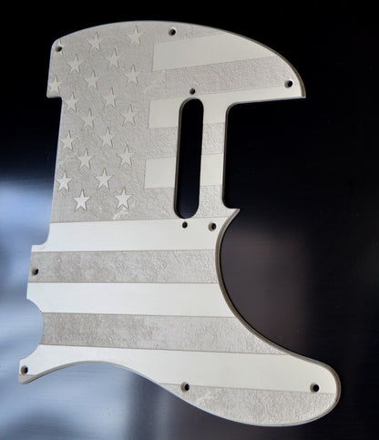 American Flag Textured Pickguard White - Fits Fender Telecaster - USA Made
