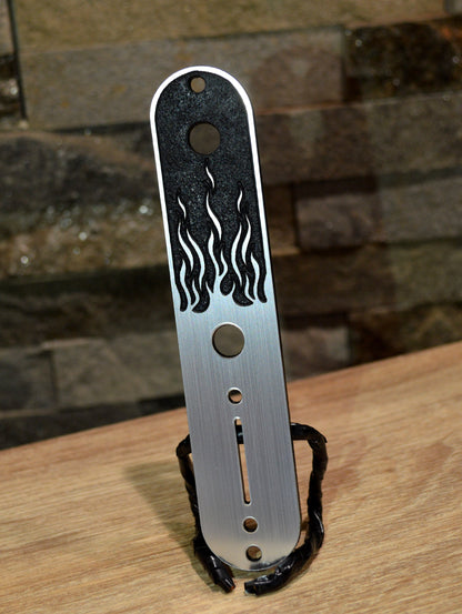 Faux Brushed Metal Flame Control Cover - Fender Telecaster-2 knob 3 way Plastic