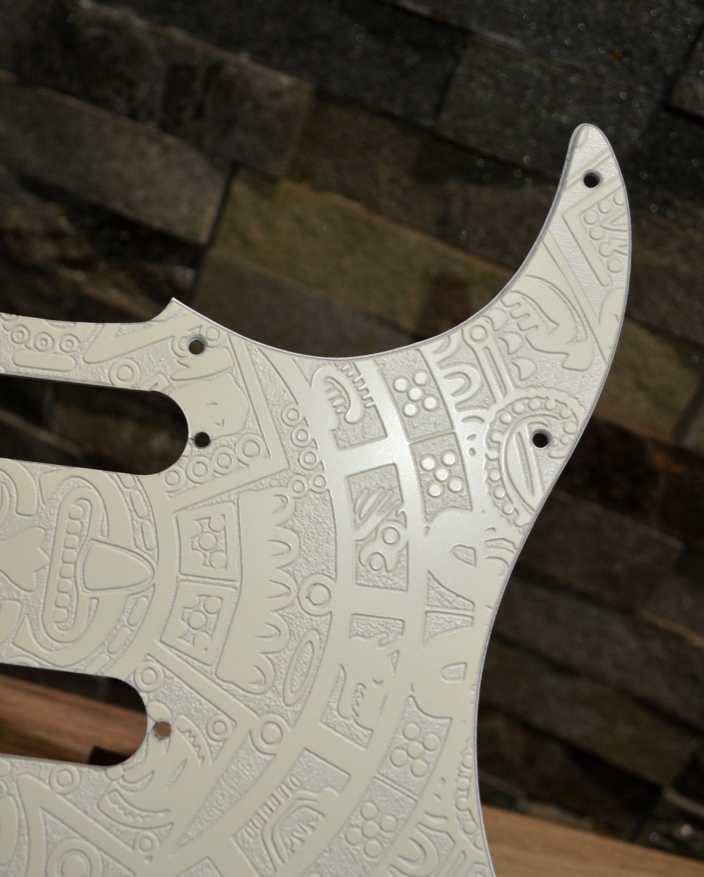 Custom Ash White Mayan Textured Pickguard - Fits Fender Stratocaster - USA Made