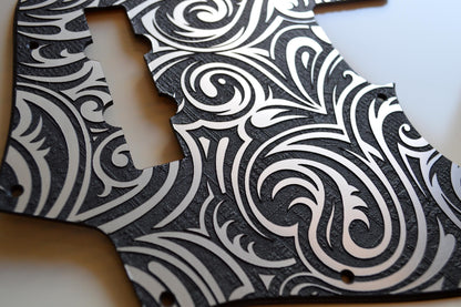 Faux Brushed Aluminum  Double Textured Swirl Jazz Bass Pickguard Fits Fender USA - Plastic