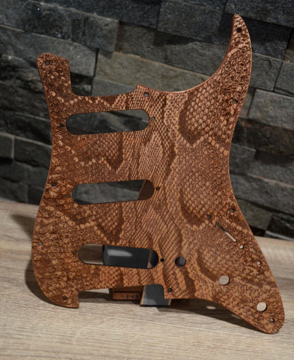 Custom Birch Snakeskin Textured Pickguard - Fits Fender Stratocaster - USA Made