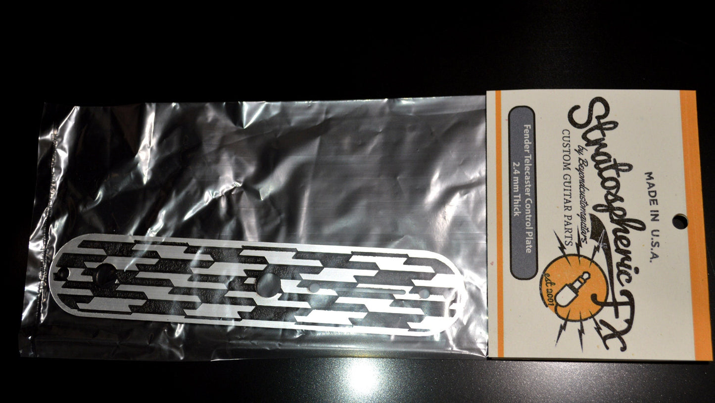 Faux Brushed Metal Control Cover - Fender Telecaster-2 knob 3 way Plastic