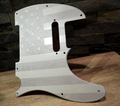 American Flag Textured Pickguard White - Fits Fender Telecaster - USA Made