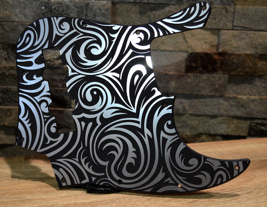 Faux Brushed Aluminum  Double Textured Swirl Jazz Bass Pickguard Fits Fender USA - Plastic