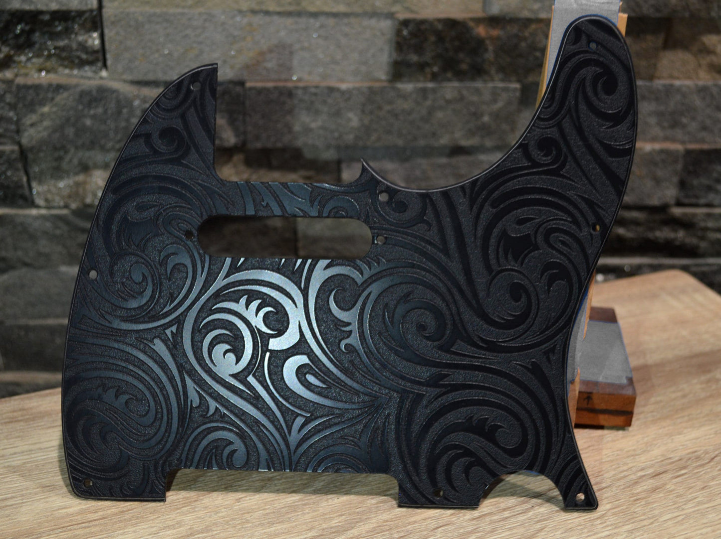 Black Spiral Textured Pickguard - Fits Fender Telecaster - USA Made