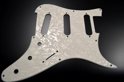 Custom Ash White Textured Psychedelic Pickguard - Fits PRS Silver Sky Single Coil Pickups