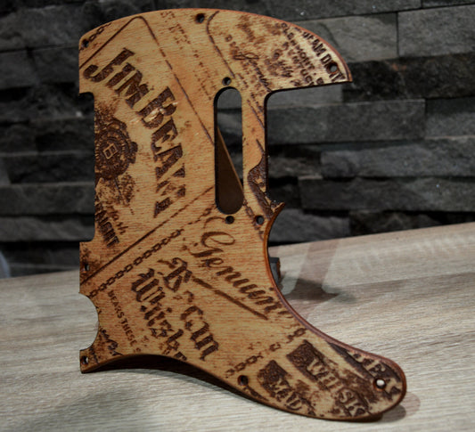 Distressed Vintage Jim Beam Label Pickguard - Fits Fender Telecaster - USA Made